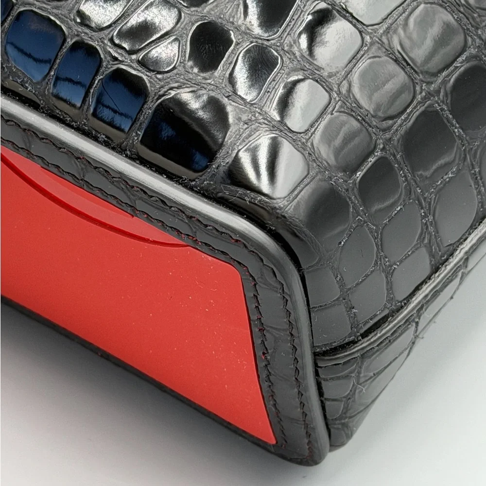 Christian Louboutin Croc Embossed Shiny Leather Tote - Picture 13 of 14